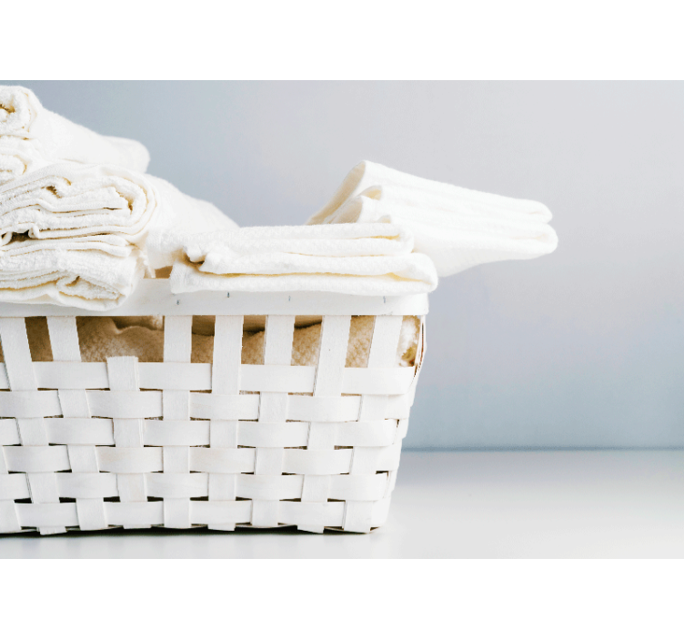 Mural baño elegante cesta de toallas - TenVinilo