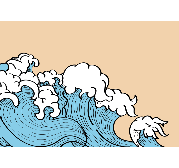 Mural de naturaleza diseño de olas del océano - TenVinilo