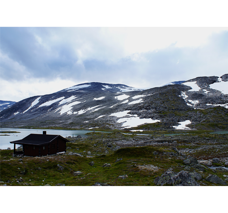 Mural de paisajes retiro en el lago de montaña - TenVinilo