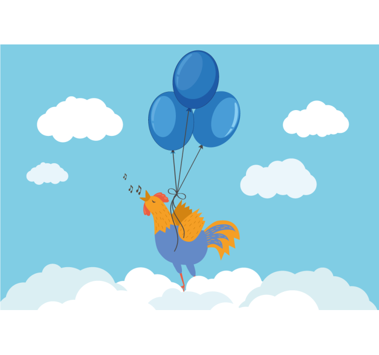 Mural infantil globos del gallo cantor - TenVinilo