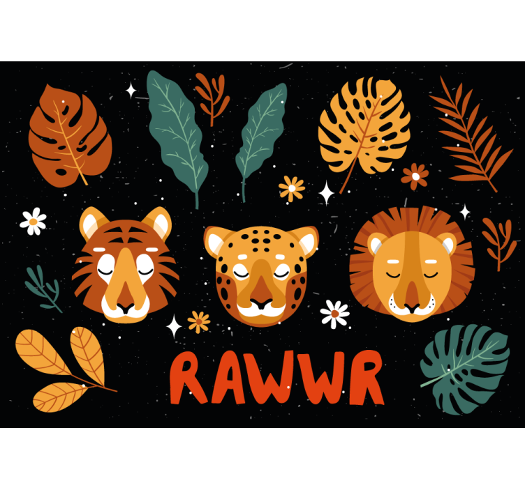 Mural infantil animales juguetones de la jungla - TenVinilo