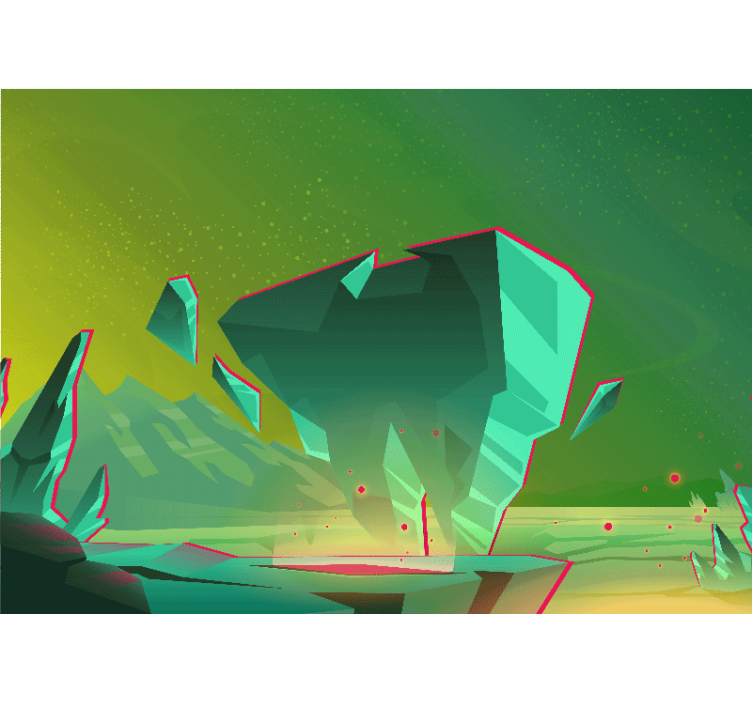 Mural abstracto formas geométricas verdes - TenVinilo