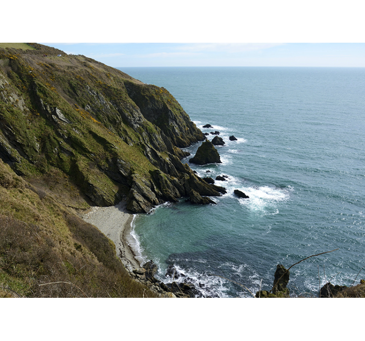 Mural de paisajes estructura de piedra junto al mar - TenVinilo