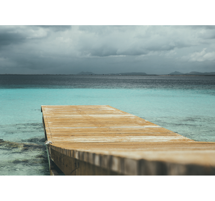 Mural de naturaleza muelle sereno junto al mar - TenVinilo