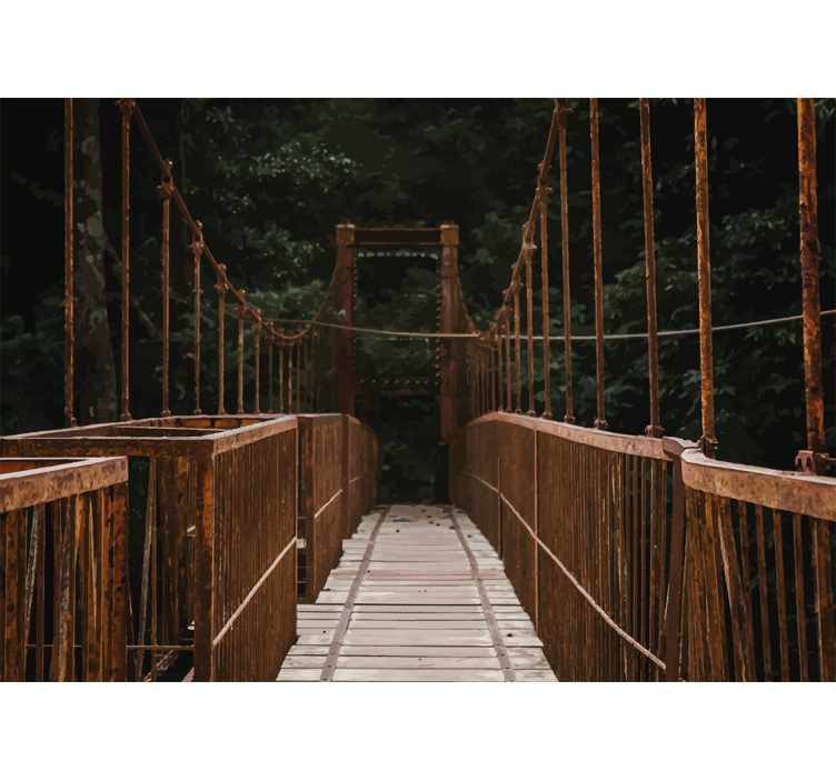 Fotomural 3D Puente de cuerda selva tropical - TenVinilo
