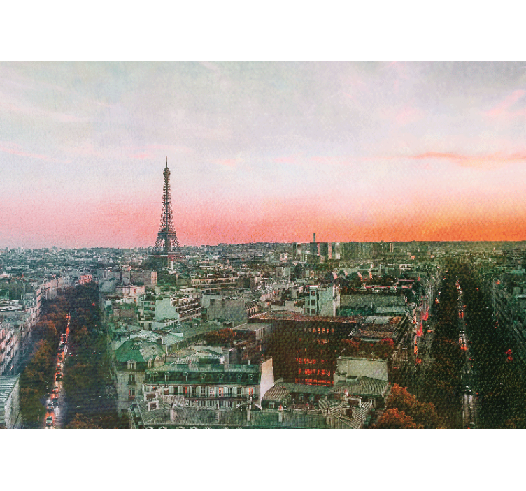 Mural de parís atardecer en la torre eiffel - TenVinilo