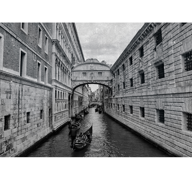 Mural para salón Canal de venecia gris - TenVinilo