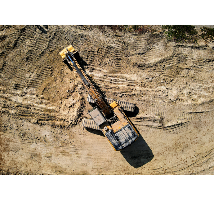 Mural de vehículos excavadora en acción - TenVinilo