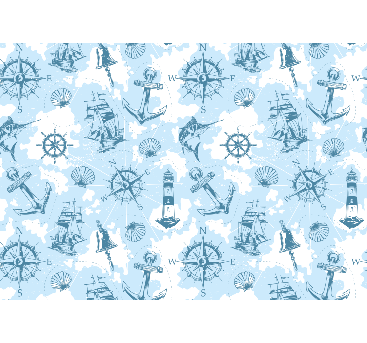 Mural de paisajes elementos de aventura marina - TenVinilo