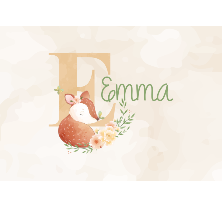 Fotomural para bebés Lindos animales ciervos con nombre - TenVinilo