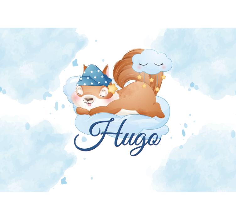 Mural para bebé sueños del ardillito dormilón - TenVinilo