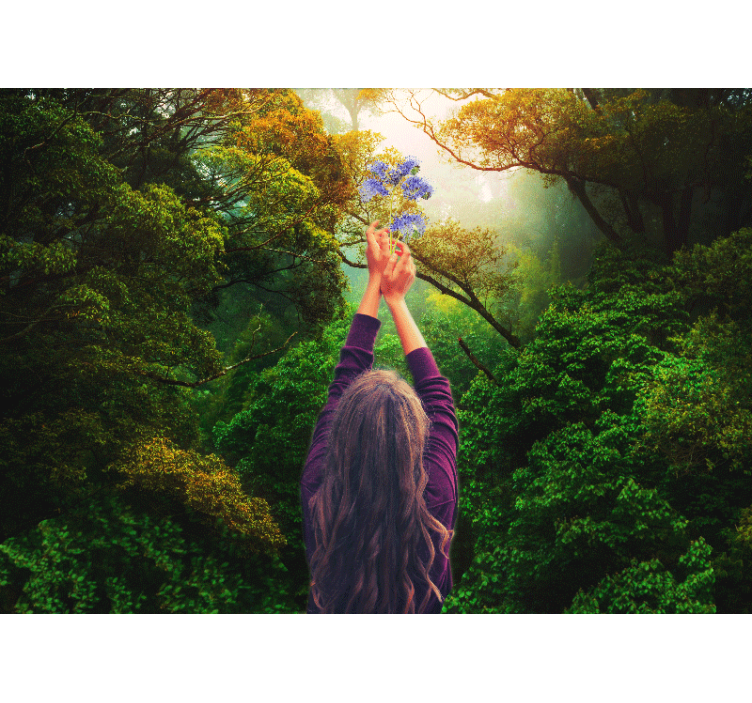 Mural de naturaleza alcanzando flores - TenVinilo