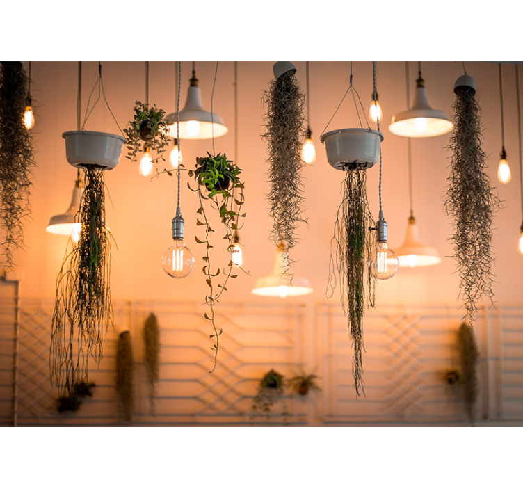 Mural de naturaleza acentos de vegetación colgante - TenVinilo