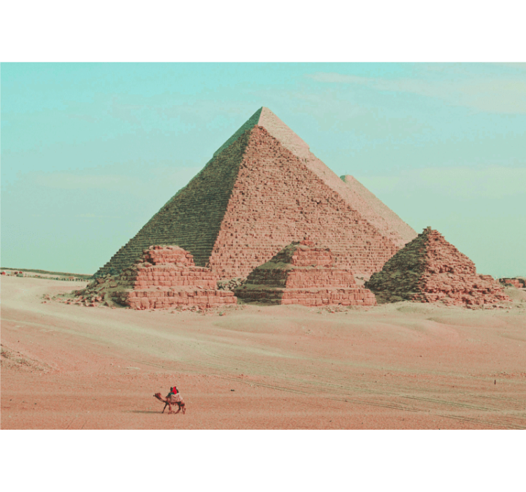 Mural ciudad pyramides e imágenes de camellos - TenVinilo