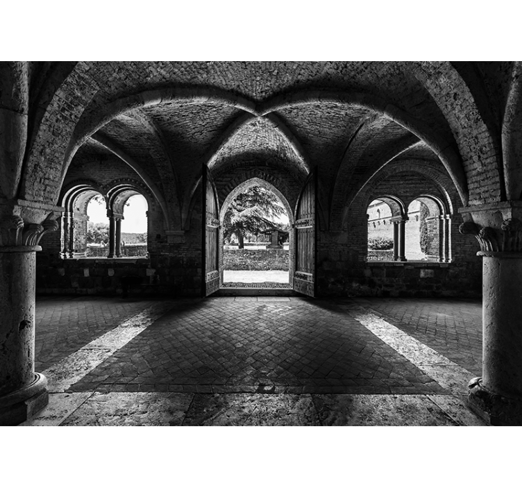 Mural ciudad vista del arco histórico - TenVinilo