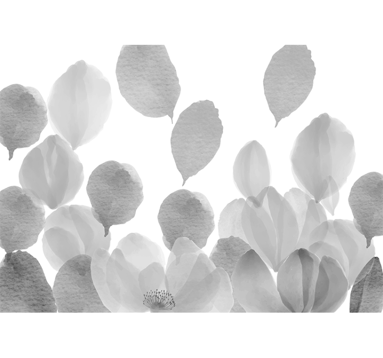 Mural amapolas diseño de hojas elegante - TenVinilo