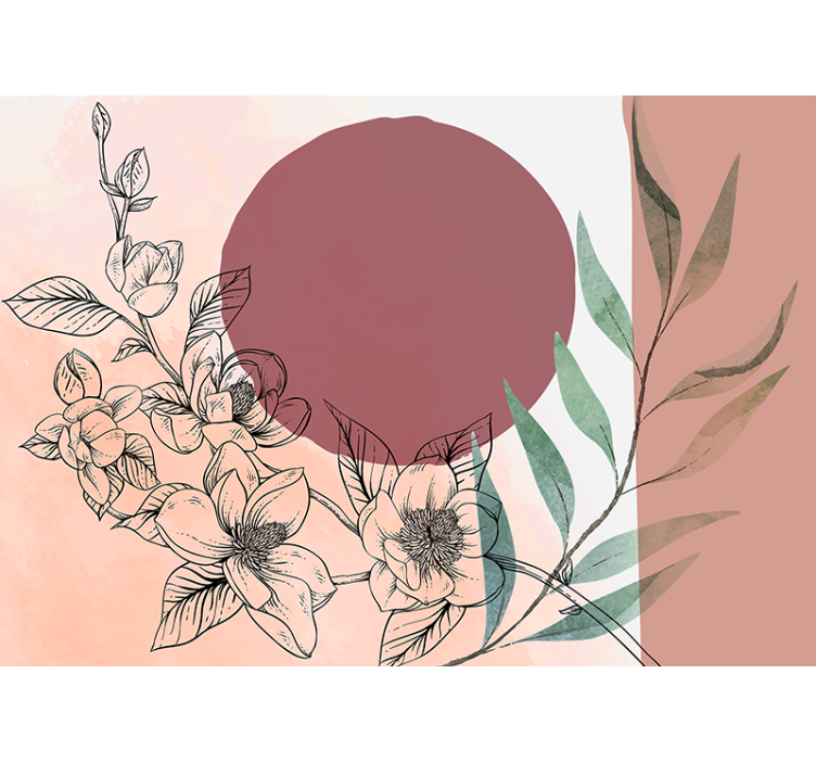 Mural de flores composición de elementos florales - TenVinilo