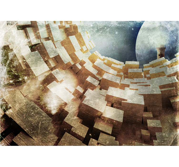 Mural abstracto formación de estructuras geométricas - TenVinilo