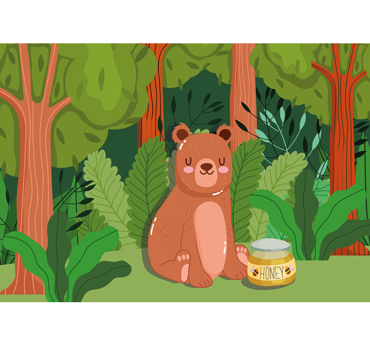 Mural infantil arte de oso adorable - TenVinilo