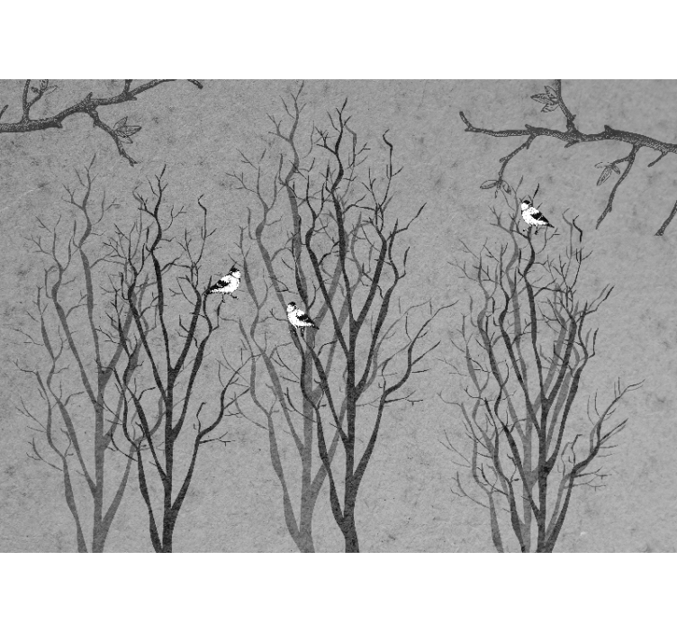 Mural de árboles ramas con pájaros - TenVinilo