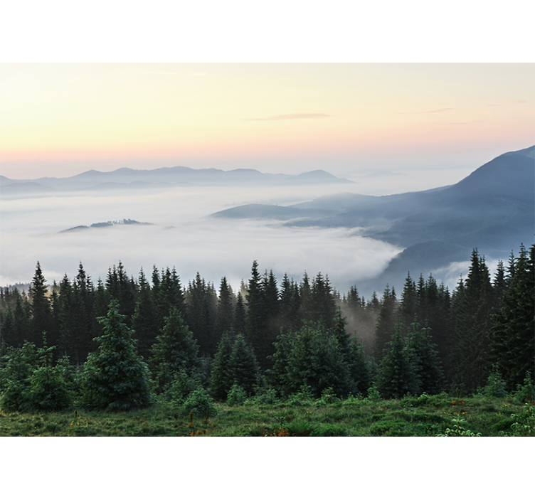 Mural de paisajes vista de montaña tranquila - TenVinilo