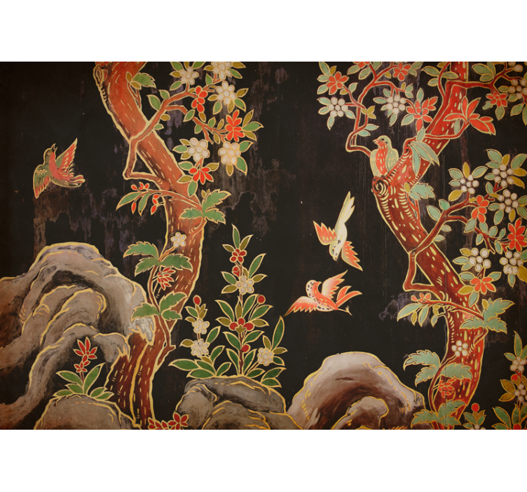 Mural de animales escena de aves tropicales - TenVinilo