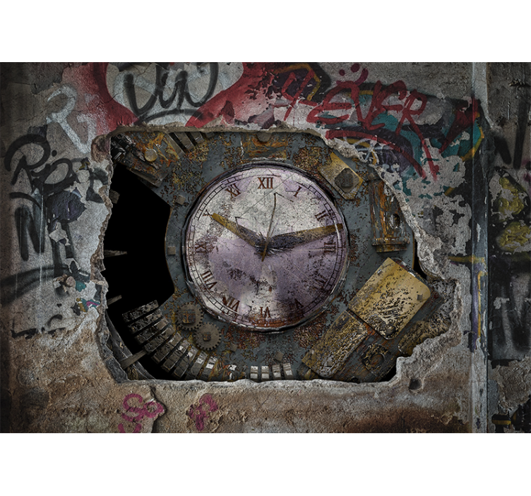 Mural graffiti reloj oxidado diseño - TenVinilo