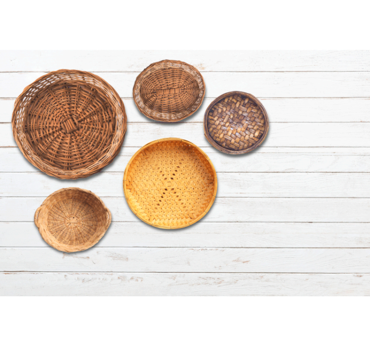 Mural de texturas patrón de cestas tejidas - TenVinilo