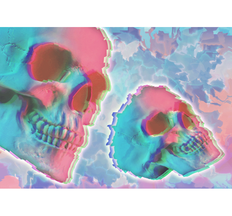 mural psicodélico de la pared de la cabeza de la muerte - TenVinilo