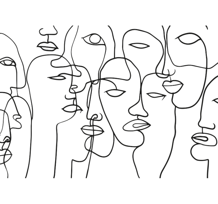 Mural abstracto patrón de cara - TenVinilo