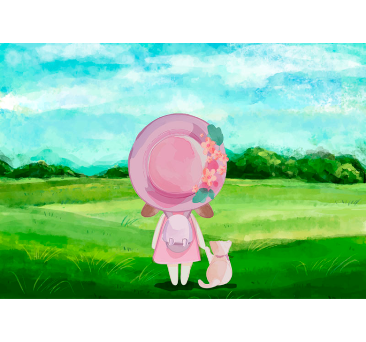 Mural infantil escena de fantasía pastoral - TenVinilo