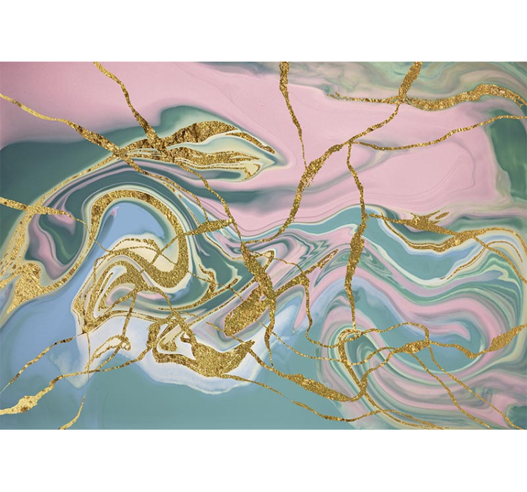 Mural abstracto patrón de remolinos dorados - TenVinilo