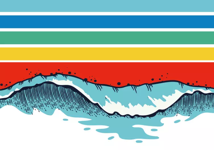Fotomural mar olas coloridas vintage - TenVinilo