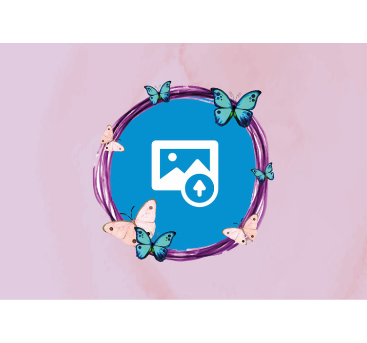 Fotomural rosa marco de mariposas con foto - TenVinilo