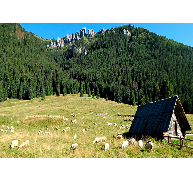Mural de paisajes escena de vegetación montañosa - TenVinilo