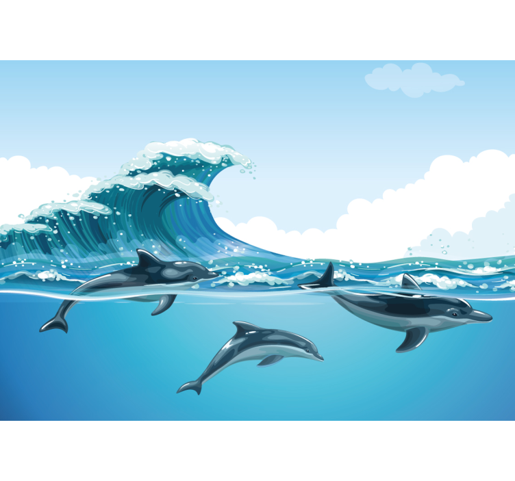 Mural de mar delfines deslizándose alegremente - TenVinilo