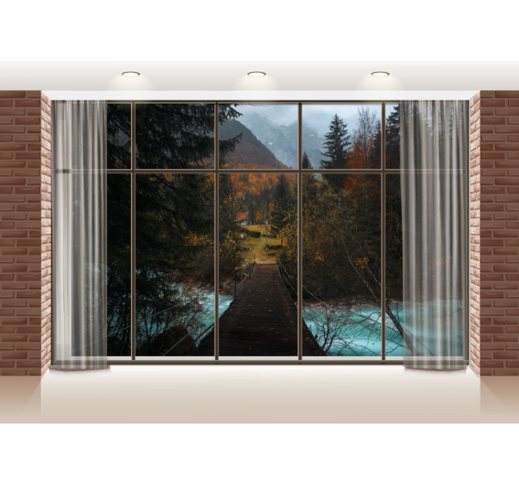 Fotomural de arboles Ventana con vista al bosque - TenVinilo