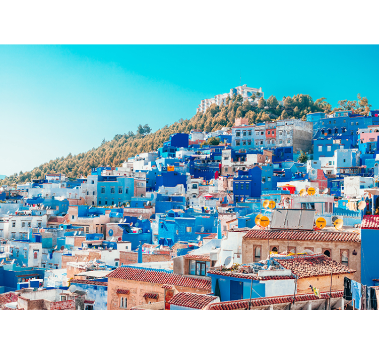 Mural ciudad paisaje urbano de la medina azul - TenVinilo