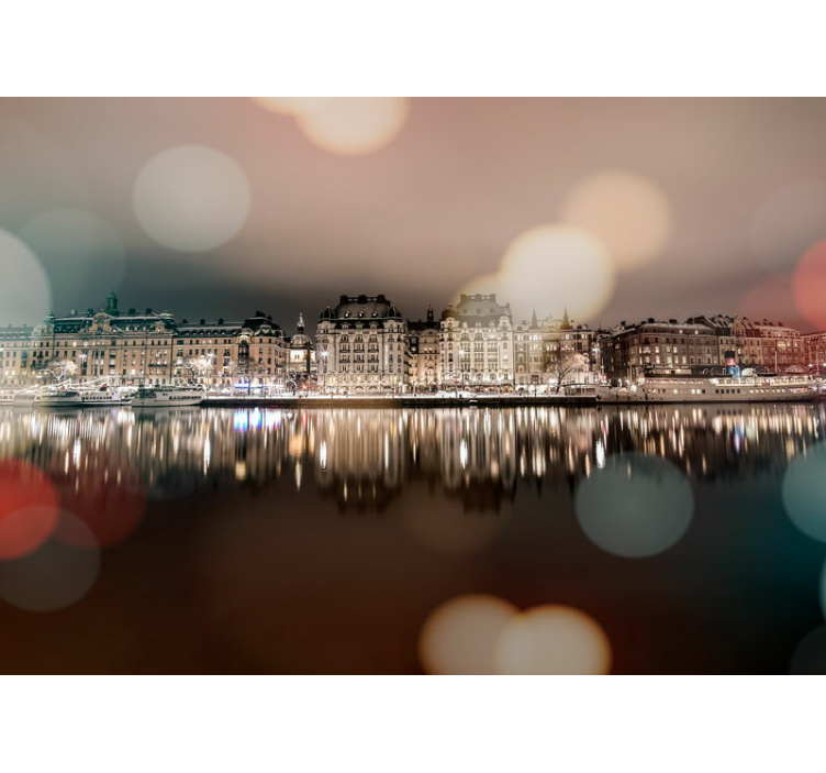 Mural ciudad reflejo de una ciudad pintoresca - TenVinilo