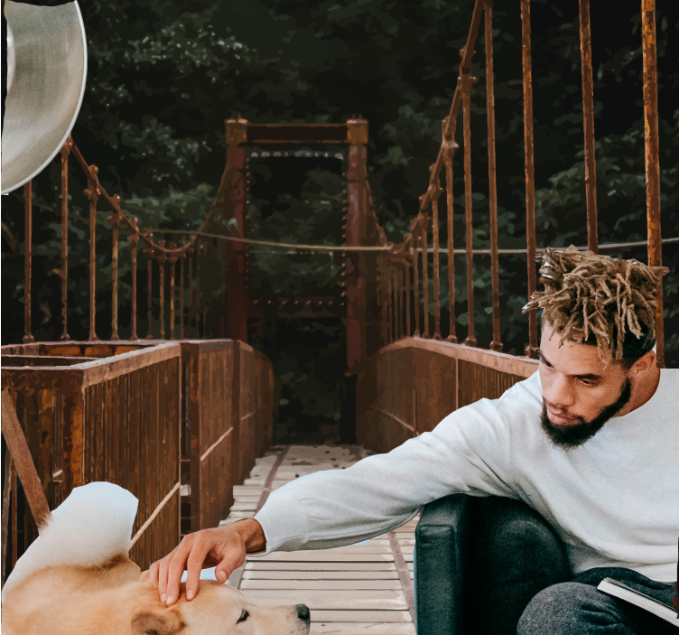 Fotomural 3D Puente de cuerda selva tropical - TenVinilo