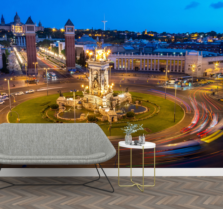 Mural Barcelona vista nocturna de barcelona - TenVinilo