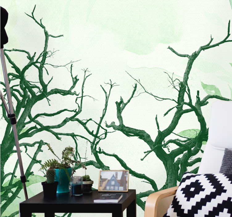 Fotomural de bosque árboles verdes torcidos - TenVinilo