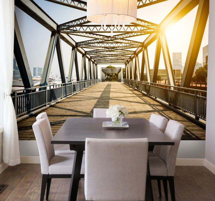 Fotomural de ciudad puente cubierto - TenVinilo