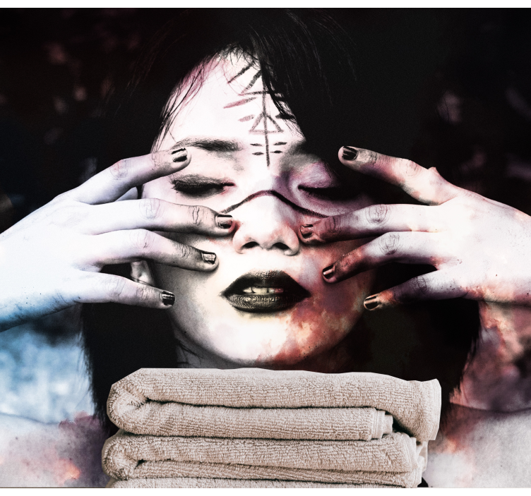 Fotomurales gente Mujer con las manos en la cara - TenVinilo