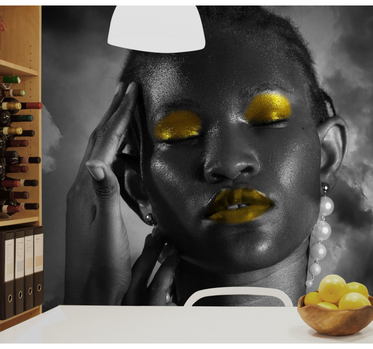 Fotomurales gente Mujer morena con maquillaje dorado - TenVinilo