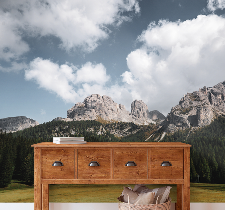 Fotomural de montañas Campo de hierba - TenVinilo