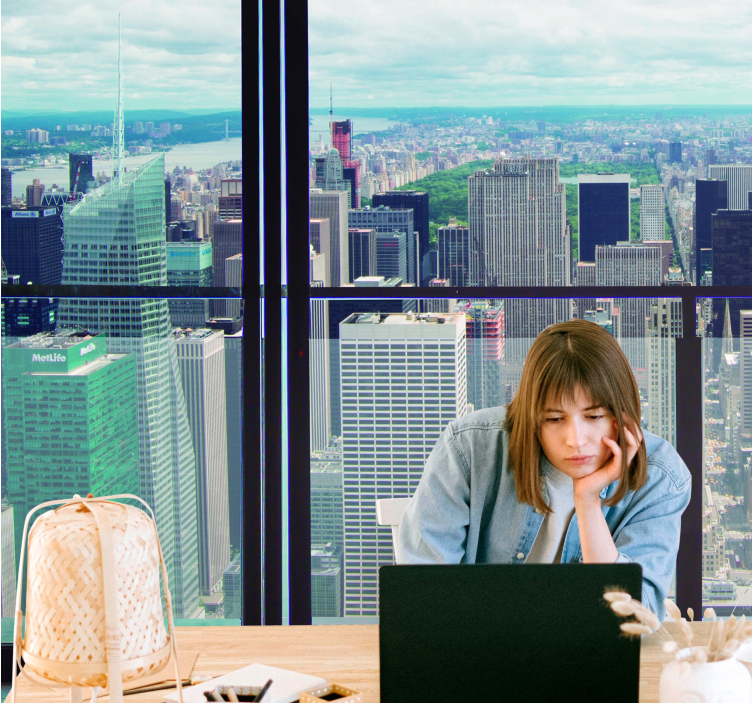 Fotomural Nueva York Vistas de ventana abierta a manhattan - TenVinilo