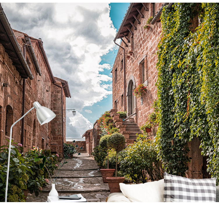 Mural para salón Casa cubierta de hiedra - TenVinilo