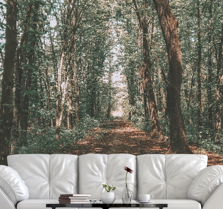 Mural para salón Foto de bosque verde y marrón - TenVinilo