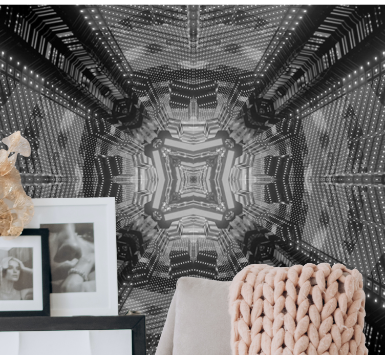 Mural abstracto de patrones geométricos complejos - TenVinilo